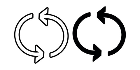 refresh, repeat outline editable icon. black and white refresh buttons.