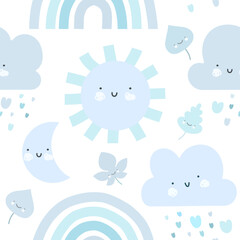 Cheerful Sky Friends - Children’s Seamless Pattern Vector