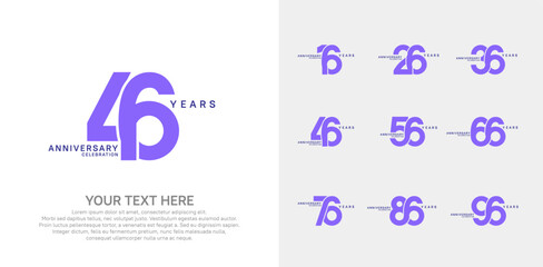 Anniversary logo set vector design, purple color for celebration event