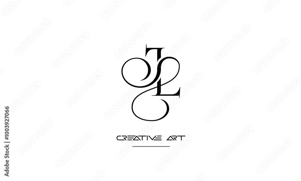 Sticker JL, LJ, J, L abstract letters logo monogram