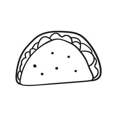 Taco. Outline isolated icon. Illustration on white background.