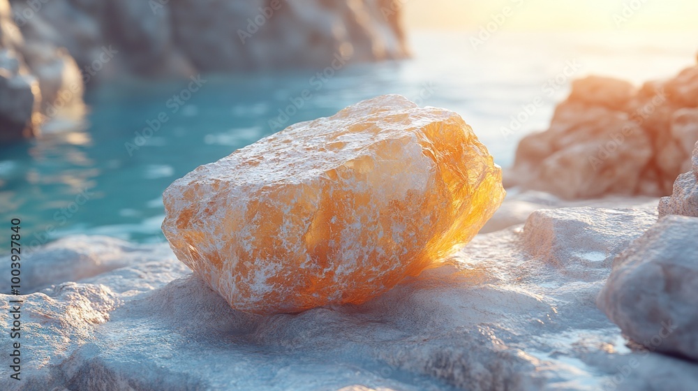 Poster Golden Rock on a Tranquil Beach