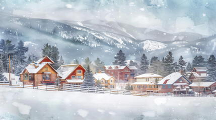 Naklejka premium art mountains