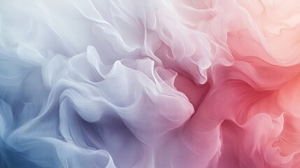 Fototapeta premium a close up of a pink and blue background with a white and red background, soft translucent fabric folds