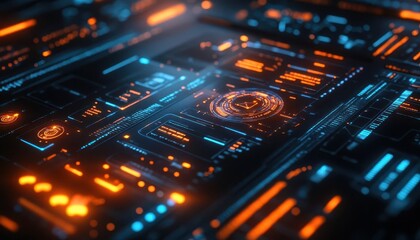 Work-life balance visualized with glowing digital planners and holographic productivity tools in a smart office  Futuristic  Hologram  Minimalist