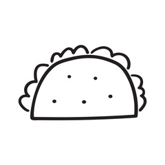 Taco. Outline isolated icon. Hand drawn illustration on white background.