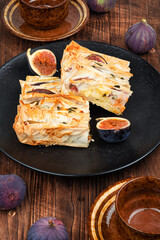 Pie or tart, homemade pie crust with figs.