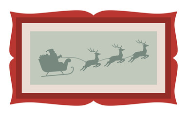 Obraz premium Portrait of Santa Claus riding a sleigh and reindeers in a frame