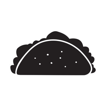 recommend clip art: Taco. Silhouette. Isolated icon. Hand drawn design. Black color. Illustration on white background.