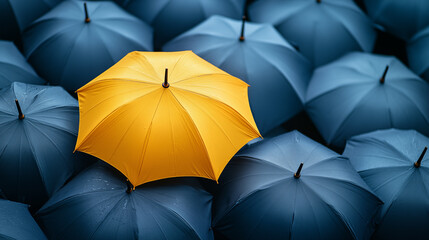 Umbrella in the rain. 3D illustration. Shallow DOF.