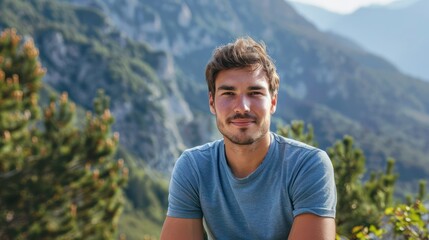 Outdoor Portrait: A European man posing in a scenic outdoor location