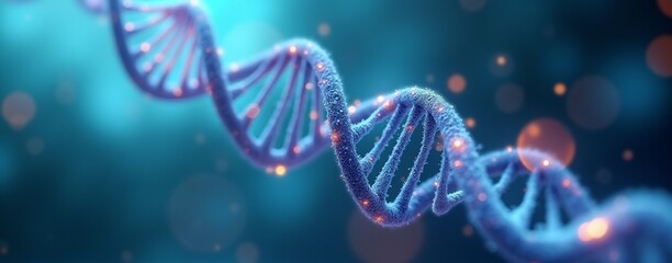 Blue DNA double helix structure molecule. World Science Day. Treating hereditary diseases, gene editing. Sustainable science, eco friendly technology. Medicine and health. Medical research. Copy space