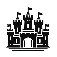 AI Generated Castle Icon Black Isolated in White Background. Castle Symbol Logo Vector Design for Graphic Resources