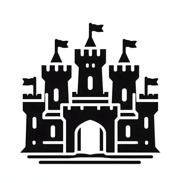 AI Generated Castle Icon Black Isolated in White Background. Castle Symbol Logo Vector Design for Graphic Resources