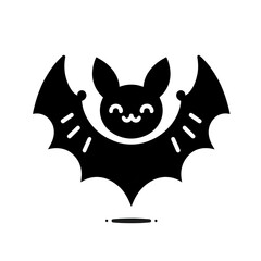 AI Generated Bat Icon in Black Isolated in White Background. Bat Symbol Logo Vector Design for Graphic Resources