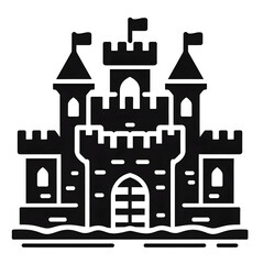 AI Generated Castle Icon Black Isolated in White Background. Castle Symbol Logo Vector Design for Graphic Resources
