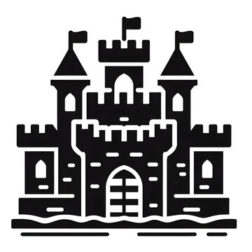 AI Generated Castle Icon Black Isolated in White Background. Castle Symbol Logo Vector Design for Graphic Resources