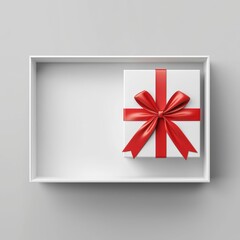 Elegant Gift Box with Red Ribbon for Christmas Celebrations
