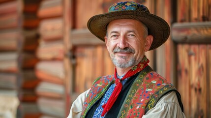 Fototapeta premium Traditional Attire: A European man wearing traditional regional clothing
