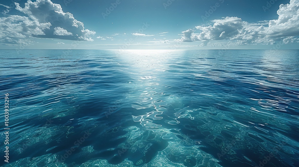 Poster deep blue ocean and sun rays filtering through.