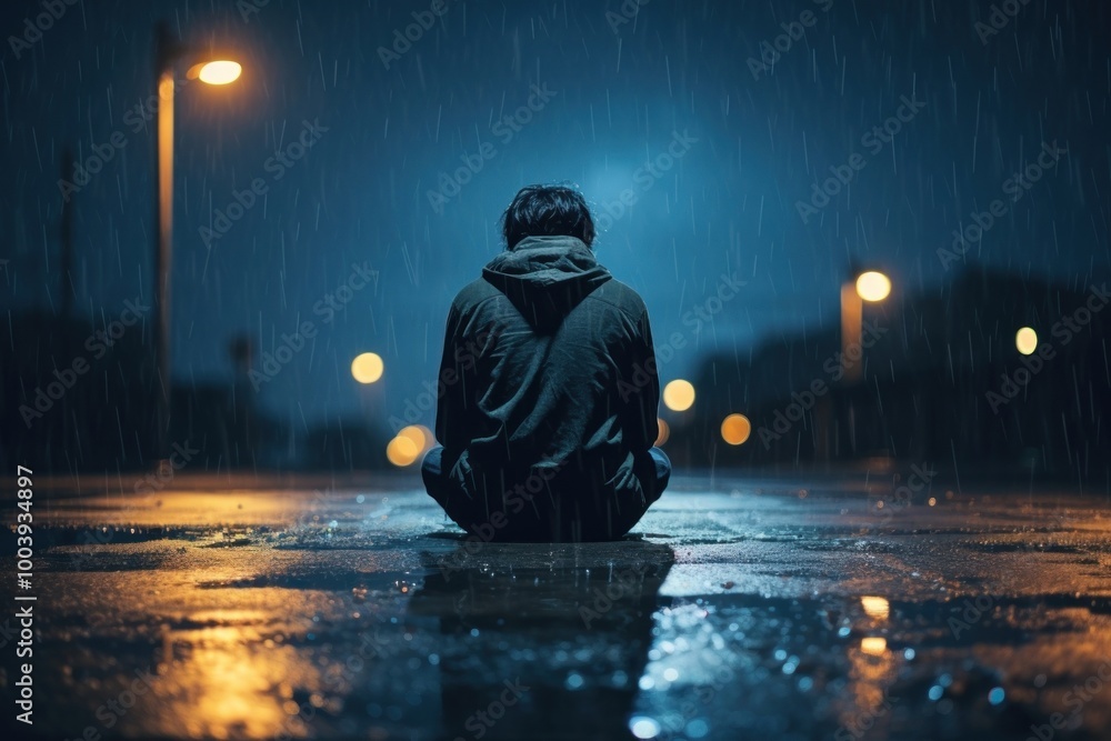 Canvas Prints Rain outdoors person night.