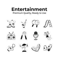 Well designed hand drawn entertainment icons, ready for premium use