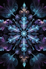 Abstract fractal pattern resembling a glowing snowflake design