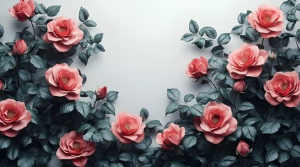 Fototapeta premium a group of red roses and green leaves