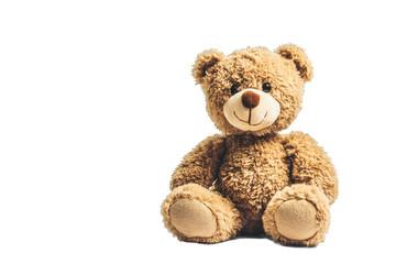 Obraz premium Soft toy teddy bear with copy space on transparent background