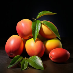 Ripe Mango Stock Photo, Mangos with Leaves