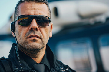 Professional security guards in black suits made with generative AI technology