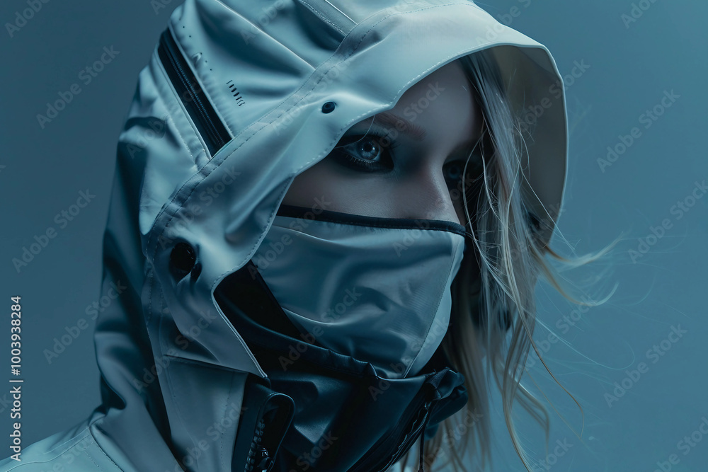 Poster cyberpunk futuristic person created with generative ai