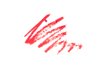 Red lip liner stroke isolated on white background