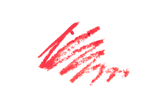 Red lip liner stroke isolated on white background