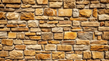 Obraz premium A close-up view of a stone wall constructed with irregularly shaped and sized blocks, showcasing a rustic and textured surface with a warm, earthy tone.