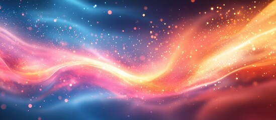 Fototapeta premium Abstract background with swirling blue and orange light and sparkle.