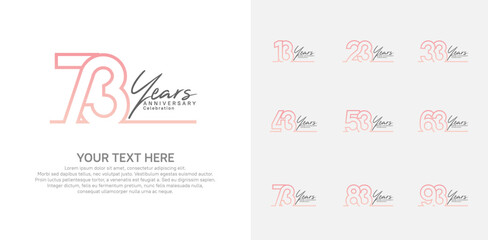 Anniversary logo set vector design, pink color for celebration event