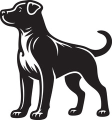 A single dog outline silhouette illustration in white background