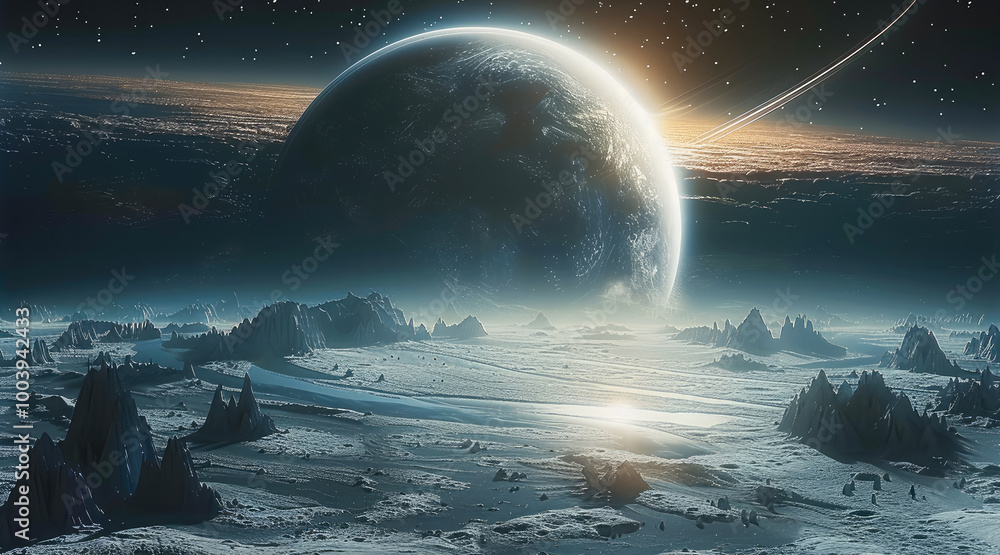 Poster Alien planet floating in outer space.