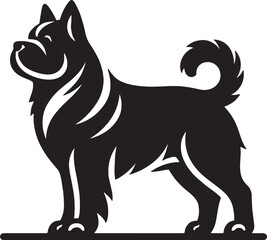 A single dog outline silhouette illustration in white background