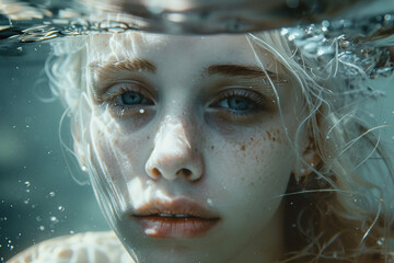 Delightful underwater exploration, people swimming snorkeling diving, Generative AI