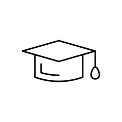 graduation cap line icon with white background vector stock illustration