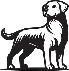 A single dog outline silhouette illustration in white background