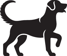 A single dog outline silhouette illustration in white background