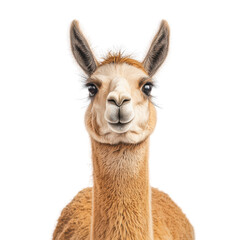 Obraz premium Llama portrait, white isolated background, exploring the beauty of wildlife. transparent background