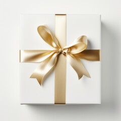 White gift box ribbon celebration decorative.