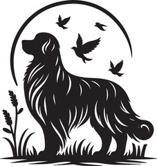A single dog outline silhouette illustration in white background