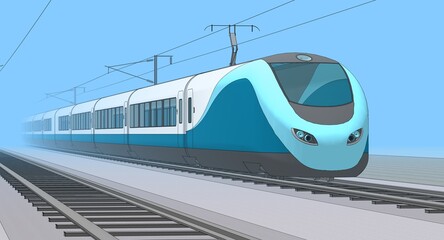 Fototapeta premium electric transport locomotive 3D illustration