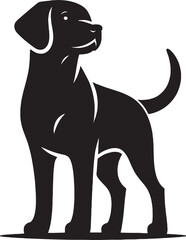 A single dog outline silhouette illustration in white background