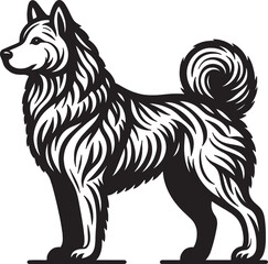 A single dog outline silhouette illustration in white background